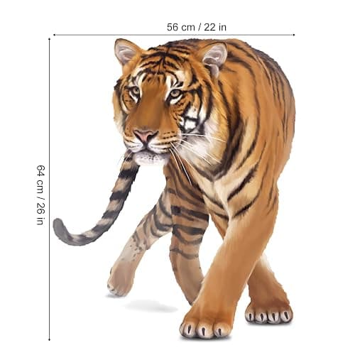 wondever Walking Tiger Wall Stickers Jungle Animals Tiger Peel and Stick Wall Art Decals for Living Room Bedroom Kids Room Playroom thumbnail 2