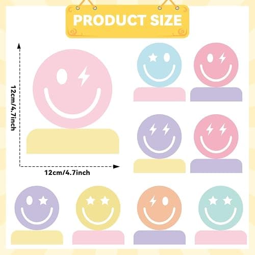 9PCS Smile Face Honeycomb Centerpieces Preppy Smile Face Table Decorations Happy Pastel Birthday Party Supplies for Colorful Rainbow Birthday Themed Bachelorette Decor Favor thumbnail 2