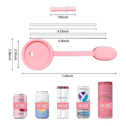 4 Pack Soda Can Lids with Straw, Pop Can Lids with Handle, Reusable Straws Silicone, Can Covers for Soda, Pouch Topper No Spill, BPA-Free, Airtight Seal, Fits Standard 12oz & 16oz Cans thumbnail 2