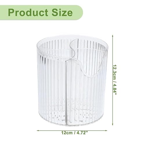 VOCOSTE Makeup Brush Cup, Makeup Organizer, 4 Slot Makeup Brush Holder, Cosmetics Storage Cup, for Vanity for Desktop, for Bathroom Countertops, Clear White thumbnail 3