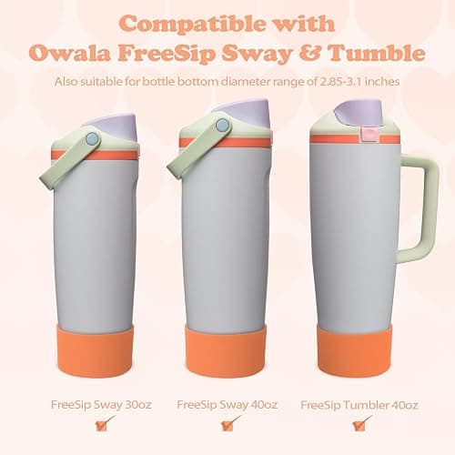 Kaitiaki Silicone Boot for Owala 30oz & 40oz FreeSip Sway Bottles & Tumblers - Non-Slip, Scratch-Resistant, Stability Enhancer, Available in 12 Colors (Beach House Orange) thumbnail 2
