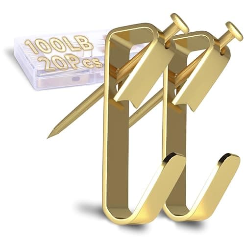 100 lb Picture Hangers, Picture Hooks for Hanging Pictures, 20Pcs Frame Hooks Picture Hangers Heavy Duty Hardware Hanger Kit Wooden Wall Painting Hangers Hooks and Nails for Pictures - Image 1