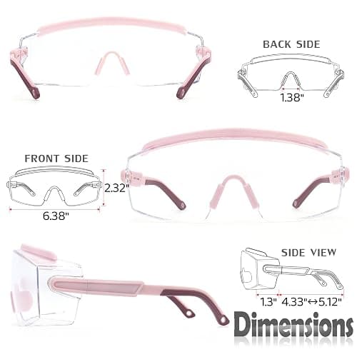 UKNOW Safety Goggles Over Glasses, Anti Fog Safety Glasses with Clear Wraparound Lens, ANSI Z87.1 Protective Eyewear thumbnail 6