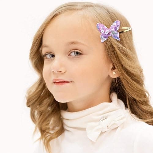 8 Pairs/16 Pack Hair Clips for Girls, Gingbiss Butterfly Metal Snap Hair Clips, Cute Girls Barrettes Heart Shaped Hair Clips Accessories for Kids thumbnail 6