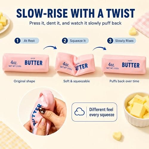 Crunchy Butter Squishy Asmr Bead Filled, Slow Rising Squeeze Fidget Toy | Durable Portable Slow Rebound Calming Tool for Kids Adults thumbnail 5