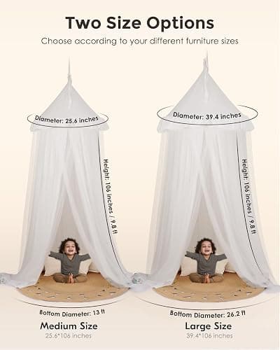 Bed Canopy with Star Lights, Double Layer Canopy for Bed, Princess Play Tent for Girls Room, Breathable Canopy Bed Curtain for Children Reading Nook, Machine Washable Canopy, 25.6''x106'', White thumbnail 2