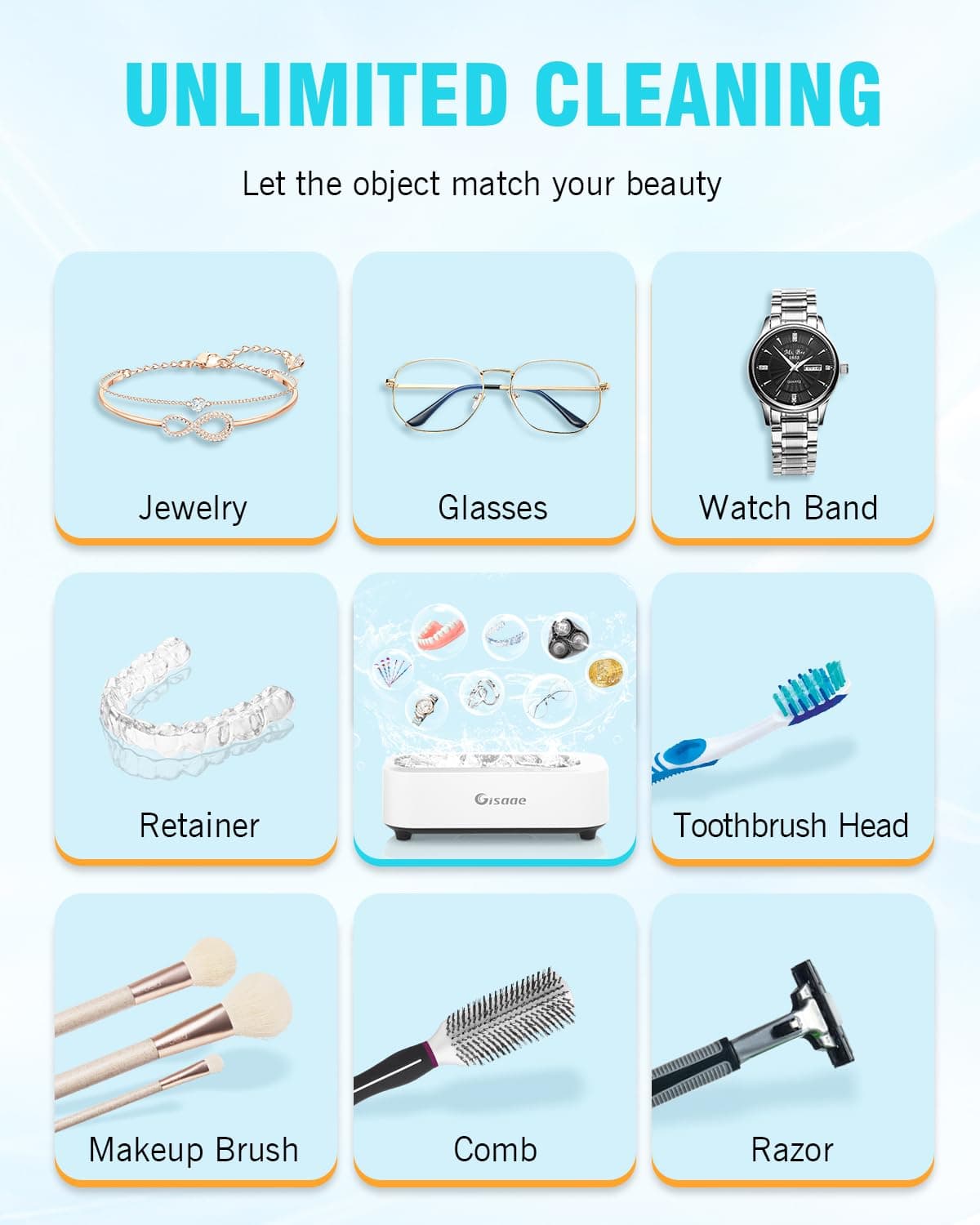 Ultrasonic Jewelry Cleaner, 11.8oz(350ML) Portable Ultrasonic Cleaner with 2 Modes, 48kHz Jewelry Cleaner Ultrasonic Machine for Glasses, Ring, Watch Band, Retainer, Dentures, Coin, Razor thumbnail 5