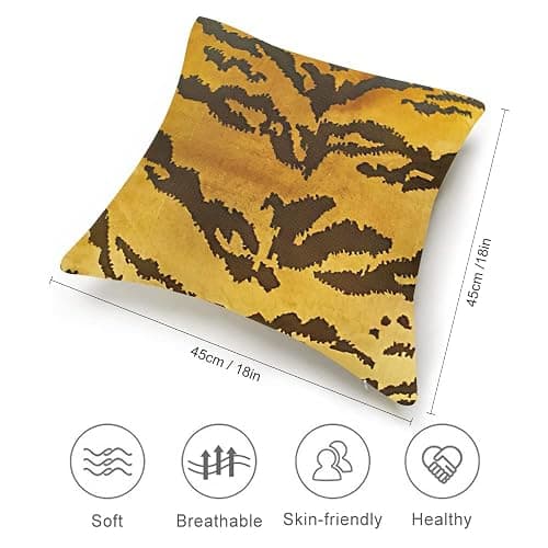 ArogGeld The Tiger Velvet Pillow Cover Tiger Print Throw Pillow Cover Animal Print Pillow Covers Cushion Cover Rustic Decortaive Pillowcase with Zipper Home Decor 18x18 Inch thumbnail 2
