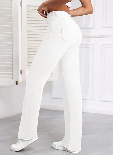 Sidefeel Women's Wide Leg Jeans Casual High Waisted Straight Zimbaplatinum Denim Pants with Pockets thumbnail 3