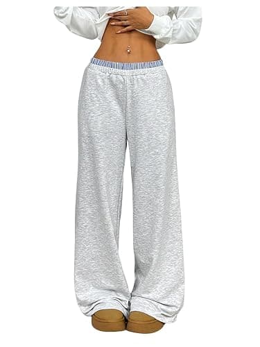 SOLY HUX Girl's Baggy Sweatpants Elastic Low Rise Wide Leg Track Pants with Pockets - Image 1