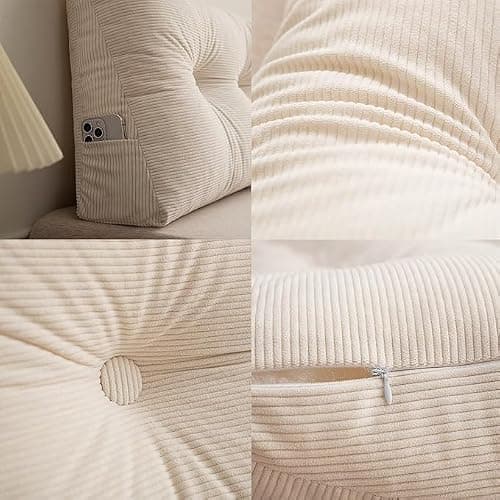 Loyilat Headboard Wedge Pillows Twin XL for Dorm, Bed Triangular Headboard Pillow, Ergonomic Cute Bolster Cushion Headrest Backrest for Dorm Bed Sofa (White, 23 inch) thumbnail 8