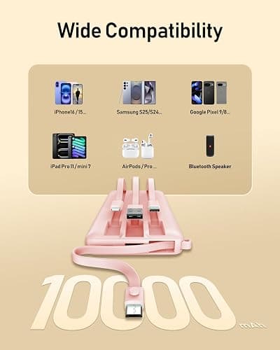 VEEKTOMX Portable Charger Built-in Cables, Power Bank for iPhone, Fast Charge USB C Battery Pack Travel Essentials Powerbank Compatible with iPhone 17/16/15/14, Samsung S25/24 thumbnail 3