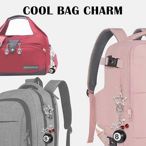 Agamino 8 Ball Keychain, Aesthetic Keychain Bag Charms with Key Ring Decor for Bag, Purse, Car Keys, Handbags thumbnail 3