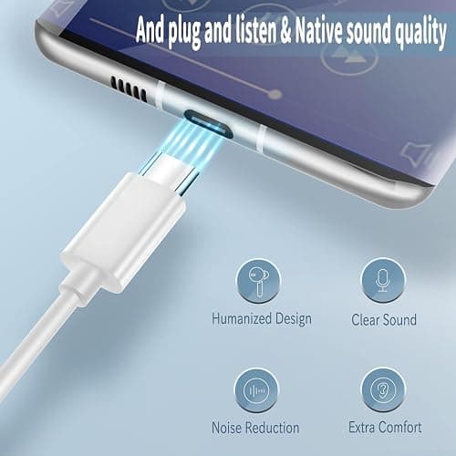 Kopfhörer USB C mit Kabel für iPhone 17 16 15 Pro Max Plus iPad Pro In Ear USB C Kopfhörer (mit integriertem Mikrofon und Lautstärkeregelung) Ohrhörer USB Typ C kopfhörer für Samsung Galaxy S24 S23 thumbnail 5