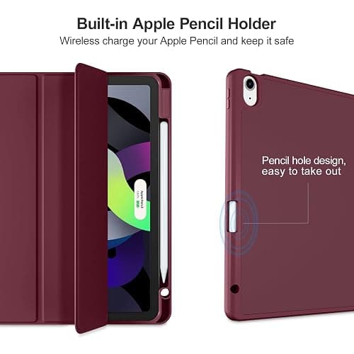 Akkerds for iPad Air 11 Inch Case M4/M3/M2, Air 5th/4th Gen 10.9, WineRed | With Pencil Holder, for iPad Air Case 2026/2025/2024/2022/2020, Soft TPU Back, Slim Trifold Stand Cover, Auto Sleep/Wake thumbnail 7