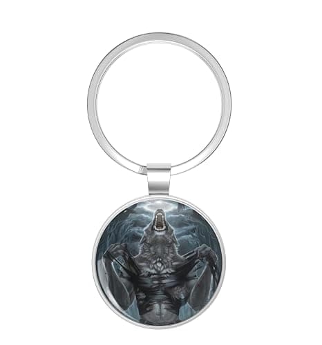 1080 Graphics werewolf ripping meme Key Chain Double Sided Stainless Steel Keychain - Image 1