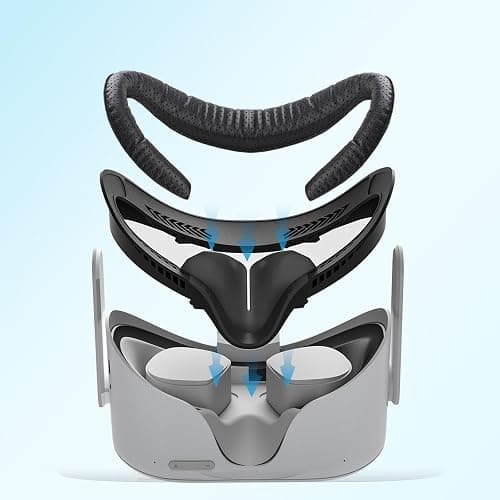 Compatible with Oculus Quest 2 Face Pad Replacement - VR Face Interface Bracket with Light Blocking Nose, VR Breathable Holes Leather Face Pad Cover Cushion Protective for Meta Quest 2 Accessories thumbnail 6