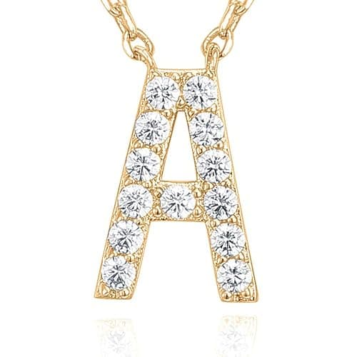 PAVOI 14K White Gold Plated Cubic Zirconia Initial Necklace | Letter Dainty Necklaces for Women thumbnail 3