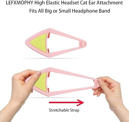 LEFXMOPHY Gamer Headphones Cat Ears Kitty Ear Replacement for Razer/HyperX/Logitech/Astro Gaming Headset, Silicone Adjustable Straps Attachment Accessory for Girl Glow in Dark, Black/Purple thumbnail 5