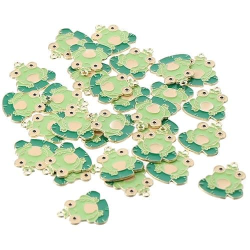 hobbyhub 30Pcs Alloy Enamel Green Frog Charms for DIY Handmade Bracelet Necklace Earring Craft,Metal Cute Animal Pendants Dangle Jewelry Charms thumbnail 3