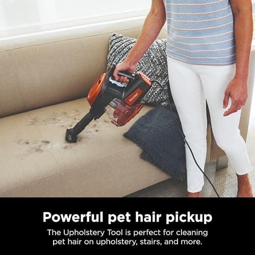 Shark Rocket Ultra-Light Corded Bagless Vacuum for Carpet and Hard Floor Cleaning with Swivel Steering (HV301), Gray/Orange thumbnail 5