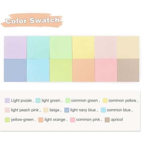 Osboo Sticky Notes 3x3 Inch, 12 Pack, 12 Pastel Multi Colors Note Pads, 50 Sheets/Pad, Perfect for Office, School, and Home Organization thumbnail 3
