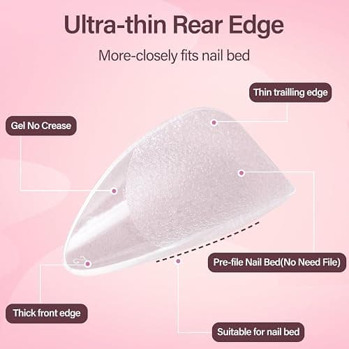 Misssix Short Almond Gel Nail Kit, 216Pcs Pre Etched Clear Fake Nail Tips | Full Cover Soft Acrylic False Nail with Nail Glue and Nail Glue Remover for Women 12 Sizes thumbnail 4