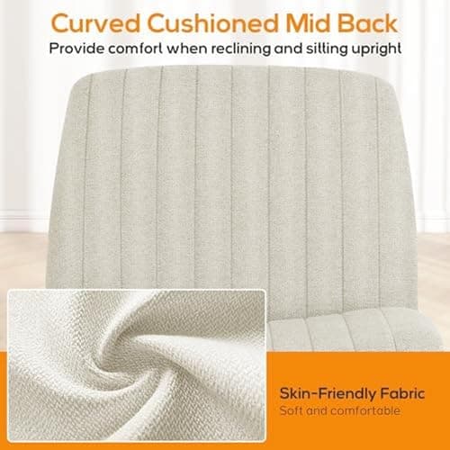 DUMOS Criss Cross Chair Legged Office Wide Comfy Desk Seat, No Wheels Armless Computer Task Seating, Swivel Vanity Home Height Adjustable thumbnail 8