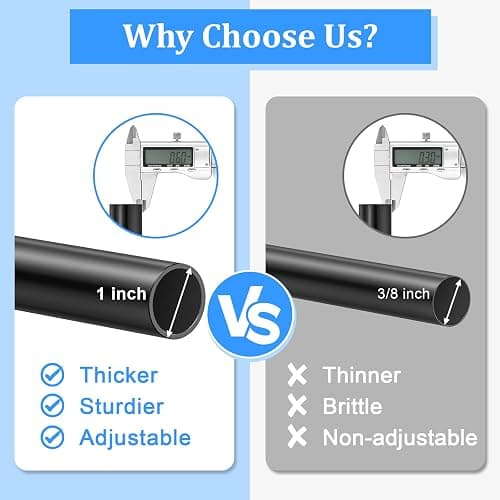 2 Pack Curtain Rods for Windows 32-90 Inch, 1 Inch Adjustable Black Curtain Rod Set with Brackets, Easy Install thumbnail 4