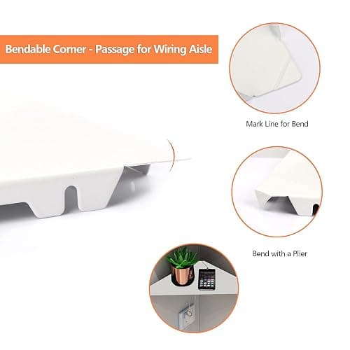 evron Corner Mounting Shelf,Easy to Install Wall Corner Shelf,Set of 2 (White Aluminum Shelves with Bendable Point) thumbnail 3