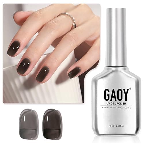 GAOY Jelly Nude Black Gel Nail Polish, 16ml Sheer Neutral Translucent Soak Off Gel Polish, UV Light Cure for Nail Art DIY, 1724 Smoked Glass - Smoked Glass - Image 1