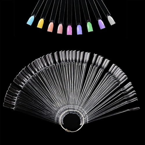 50-Piece Nail Swatches Sticks Transparent, Professional Nail Colour Display Stick, Nail Samples Stick with Metal Buckle, Detachable Practice Nails Stick for Beginner, Nails Display for Salon thumbnail 2