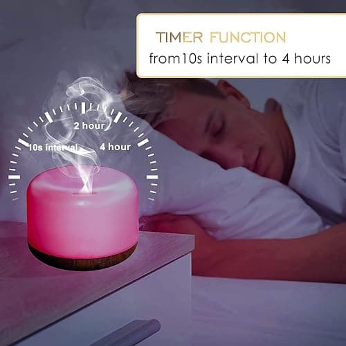 Oil Diffuser Humidifier 300ML,Electric Ultrasonic Air Aroma Diffusers Vaporizer,Scent Mist Defuser with Remote,Auto-Off,7led Color Changing Light for Large Bed Room,Home,Office thumbnail 4