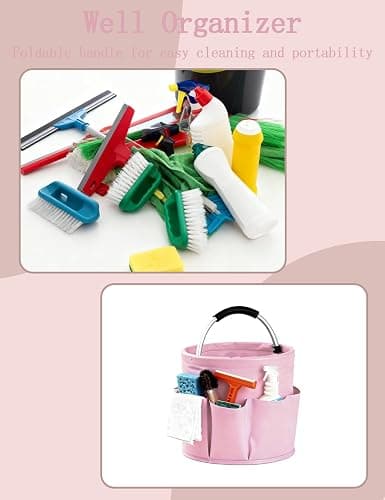 CIHTL Cleaning Caddy with Handle, for Cleaning Supplies Organizer Bucket | Foldable Storage Tote with 6 Pockets,17L Large Capacity Basket for Household Organizer,Laundry Room,Bathroom & Home thumbnail 7