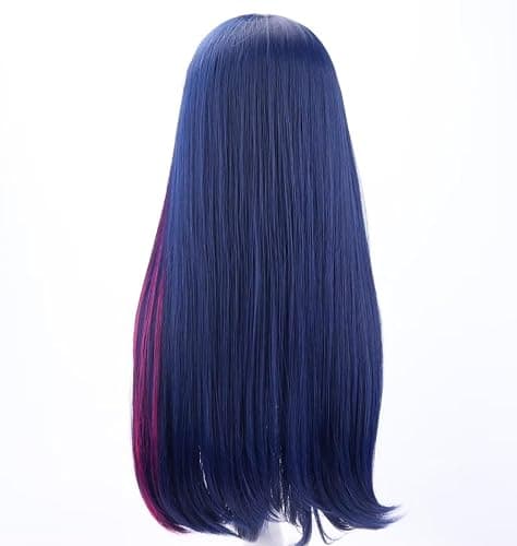 COSPLAZA 70cm Long Straight Deep Blue Pink Mixed Adult Anime Cosplay Costume Wigs thumbnail 5
