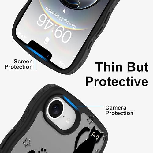 Heaofei Cute Case for iPhone 17e & 16e Case [Compatible with MagSafe] with Kawaii Black Cats Cat Print Pattern Design for Women Girls, Soft Wavy Edge Anti-Slip Animal Magnetic Protective Phone Cover thumbnail 4
