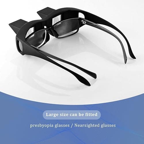 Lazy Glasses for Reading in Bed, 90 Degree Prism Glasses, Adjustable HD Glasses for Watching TV Lying Down, Neck Pain Relief, Unisex Over Prescription Eyeglasses thumbnail 2