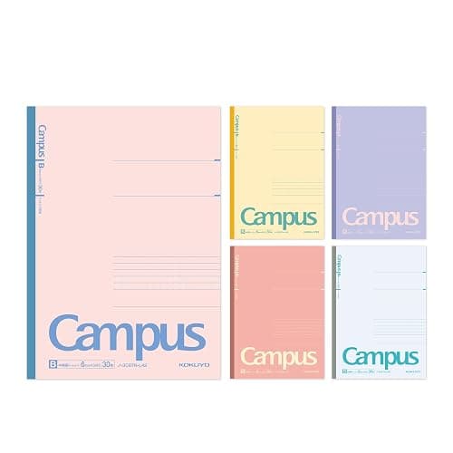 KOKUYO Composition Notebooks, 5 Pack Campus Semi-B5 Lined Notebook for School with 7mm Dot Ruled, 30 Sheets, Solid Positive & Relax, Journal Notebook for Women Work Study Note Taking (NO-3CATN-L42X5) - Image 1