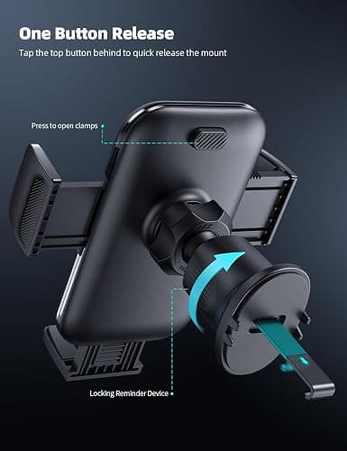 Lamicall 2026 Wider Clamp & Metal Hook Car Phone Holder Vent [Thick Cases Friendly] Phone Holders for Your Car Mount Gfts Automobile Hands Free Accessories for Women Men for iPhone 16 15 14 13 Pro Max thumbnail 6