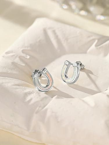 Lmoneta Opal Horseshoe Earrings for Women, Hypoallergenic | Image unavailable opal horseshoe earrings; lucky equestrian-inspired jewelry for women and horse lovers. thumbnail 2
