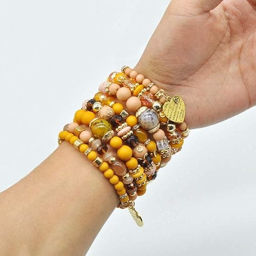Bohemian Bracelet Sets for Women - 6 Sets Stackable Stretch Bracelets Multi-color Boho Jewelry for Women Hippie Bracelets Dainty Jewelry thumbnail 8