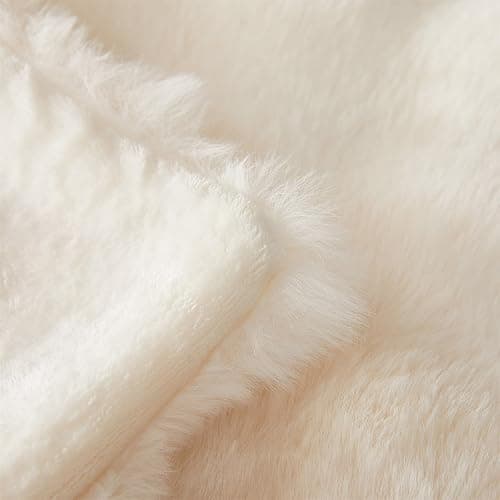 GKXLH Fluffy Blanket White - Soft Throw Blanket for Couch, Fuzzy Plush Rabbit Faux Fur Blanket, Cute Cozy Blankets for Women, Thick Bubble Blankets for Bed Sofa Bedroom Living Room - 39" x 63" Small - White - 39" x 63" (Small) thumbnail 8