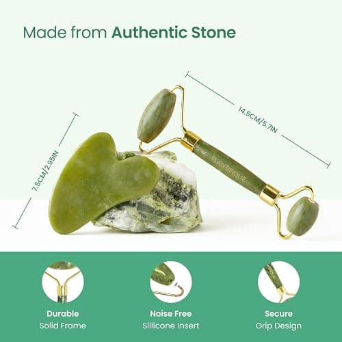 PLANTIFIQUE Jade Roller & Gua Sha Set – Real Jade Facial Tools for Skin Care Routine – Certified Face Massager for Radiant Skin thumbnail 5