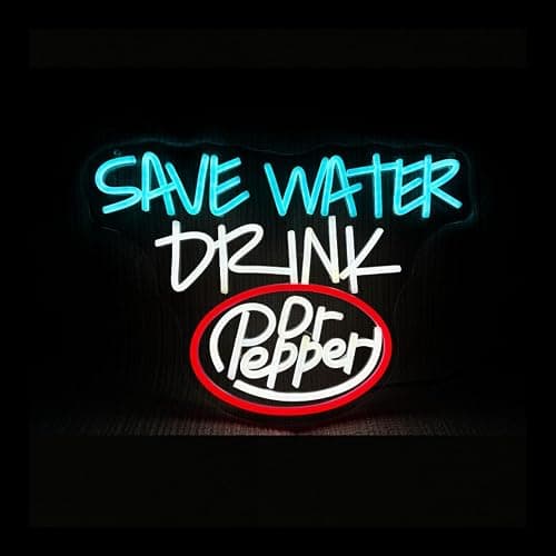 Retro Soda Neon Sign – “Save Water Drink” LED Light, Happy Soda-Themed Neon Light - Adjustable Brightness, Ice Blue/White/Red, Perfect for Party Decoration, Bars, Home Decor Man Cave、Holiday Gifts thumbnail 4