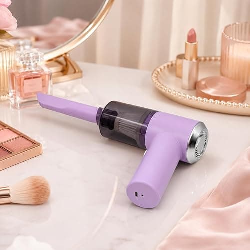 Mini Handheld Vacuum Portable for Desk, Keyboard, Car & Crumbs, Lavender | Quick Cleanups, Tight Spaces, Rechargeable Cordless, Easy Storage, Office, Cup Holders, Seat Gaps, Window Tracks thumbnail 6