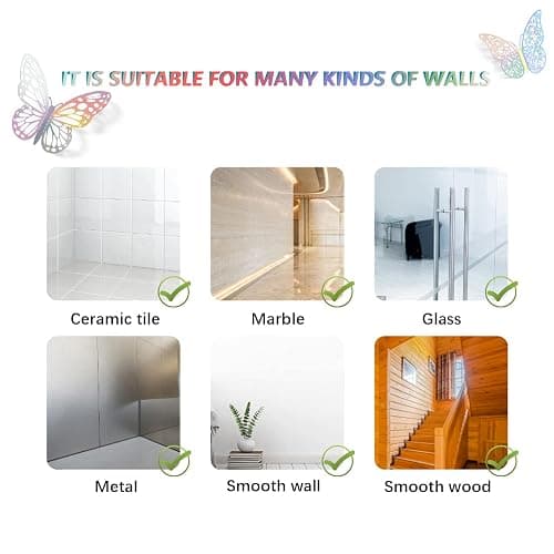 SAOROPEB 3D Wall Decor, 72 Pcs 3 Sizes 3 Styles, Removable Butterfly Stickers for Room Decor, Party Balloons, Cake Decoration, Laser thumbnail 8