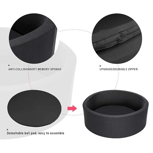 TRENDBOX Soft Foam Sponge Indoor Round Ball Pit Shipped from USA - Black thumbnail 4