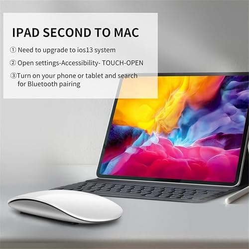 Ultra-Thin Magic Mouse Bluetooth 5.0 Wireless Mouse Silent Multi Arc Touch Mice For Laptop Ipad Mac PC Macbook (White) thumbnail 6