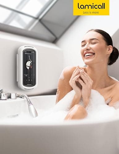 Lamicall Shower Phone Holder with Speaker Holes, IPX6 Waterproof Clear Sound & 480° Rotation Shower Case Accessories, Waterproof Bathroom Wall Mount for iPhone 17 16 Pro Max Air, S25 Ultra, 4-7" Phone thumbnail 7