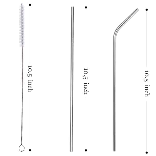 ALINK 8-Pack Stainless Steel Straws, 10.5” Long Reusable Replacement Metal Straws for 20 30 OZ Yeti Tumbler, RTIC, Tervis, Mason Jar, With 2 Cleaning Brush and 1 Carrying Case thumbnail 2